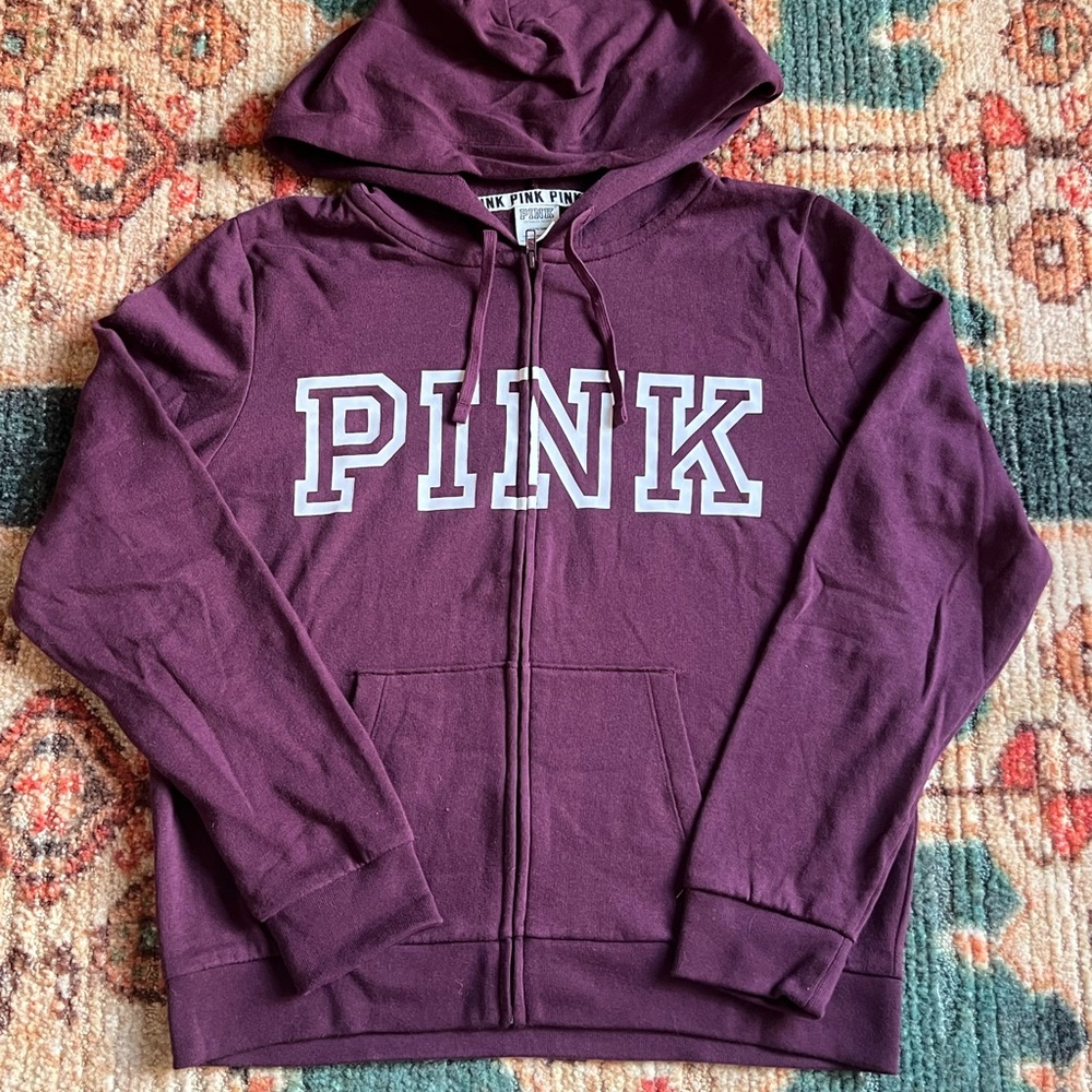 Victoria's Secret PINK Maroon Zip-Up Hoodie